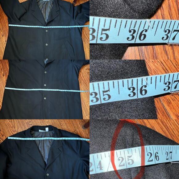 King's Court Black Single Breasted Long Men Peacoat 5XL Wool Blend Minimalist - Picture 12 of 17